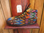 rainbow zig zags on brown high converse